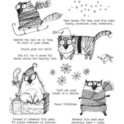 Stampers Anonymous Tim Holtz Cling Stamps - Snarky Cat Christmas